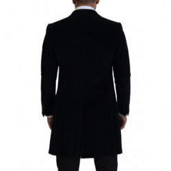 Giacca da uomo cappotto lungo cardigan cotone nero - IT46 - S