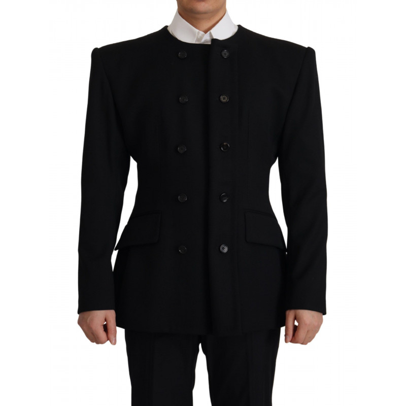 Giacca blazer doppiopetto in lana nera - IT48 - M