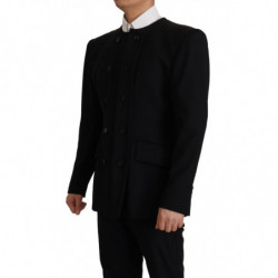 Giacca blazer doppiopetto in lana nera - IT48 - M