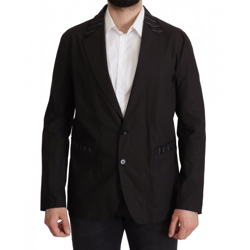 Giacca blazer monopetto in cotone nero - IT52 - L