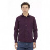 Camicia in cotone bordeaux - L