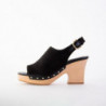 Sandali con zeppa Susanne in pelle e tessuto neri - EU34/US4