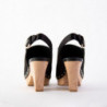 Sandali con zeppa Susanne in pelle e tessuto neri - EU34/US4