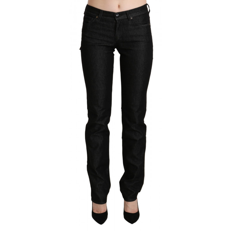 Pantaloni skinny in denim slim neri a vita media - W28