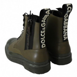Stivali in pelle verde con cerniera Scarpe da uomo - EU39/US6