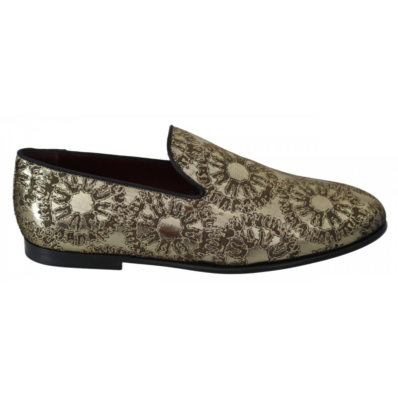 Scarpe mocassini da uomo con motivo jacquard dorato - EU40/US7