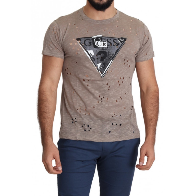 T-shirt casual traforata da uomo stampa logo elasticizzato cotone m