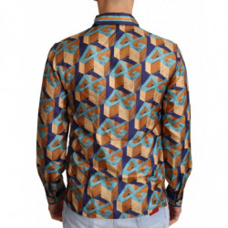 Camicia da uomo in seta con logo DG multicolore - IT38 - XXS