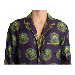 Camicia da uomo in seta con logo verde viola - IT38 - XS