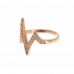 Anello trasparente da donna in oro rosa e argento 925 - EU47 - US4