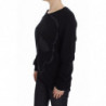 Maglione pullover girocollo con stampa motivo in cotone nero - IT40-S
