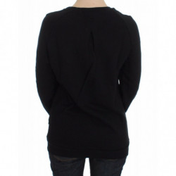 Maglione pullover girocollo con stampa motivo in cotone nero - IT40-S