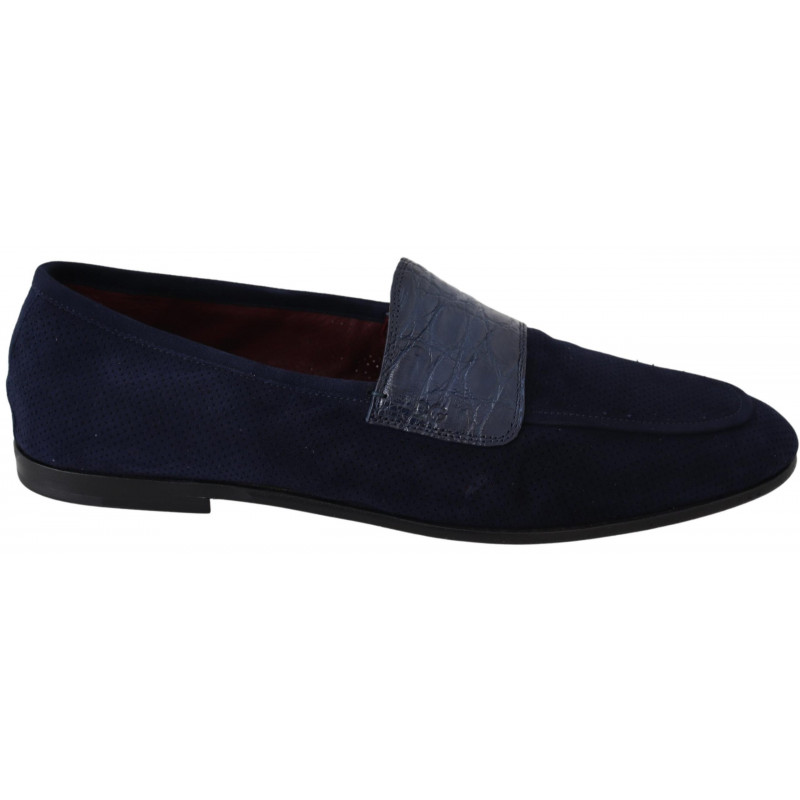 Pantofole mocassini caimano in pelle scamosciata blu - EU40/US7