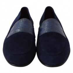 Pantofole mocassini caimano in pelle scamosciata blu - EU40/US7