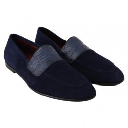 Pantofole mocassini caimano in pelle scamosciata blu - EU40/US7