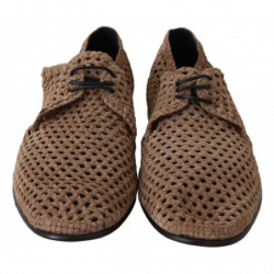 Scarpe da uomo in pelle derby scamosciata intrecciata beige - EU39/US6