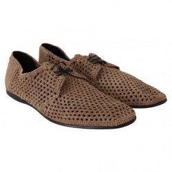 Scarpe da uomo in pelle derby scamosciata intrecciata beige - EU39/US6