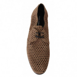 Scarpe da uomo in pelle derby scamosciata intrecciata beige - EU40/US7