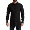 Camicia da uomo slim fit in cotone nero ORO - IT38 - XS