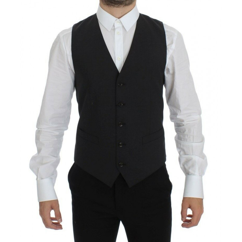 Gilet blazer in lana elasticizzata grigia - IT50 - L