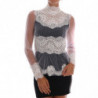 Top collo lupetto camicetta pizzo floreale bianco - IT44 - M