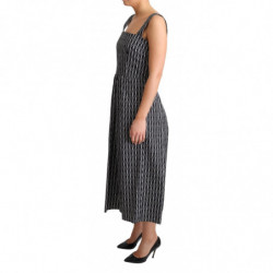 Abito a trapezio in cotone con motivo bianco nero - IT44-L