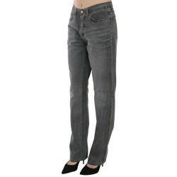 Jeans dritti in denim a vita media lavati grigi - W30