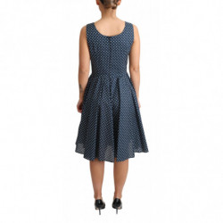 Abito a trapezio in cotone punteggiato blu - IT40-S