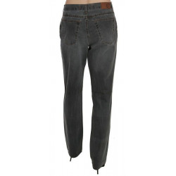 Jeans dritti in denim a vita media lavati grigi - W30