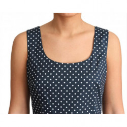 Abito a trapezio in cotone punteggiato blu - IT42-M