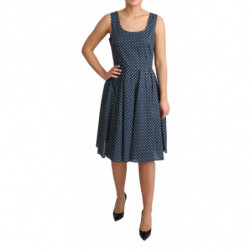 Abito a trapezio in cotone punteggiato blu - IT42-M