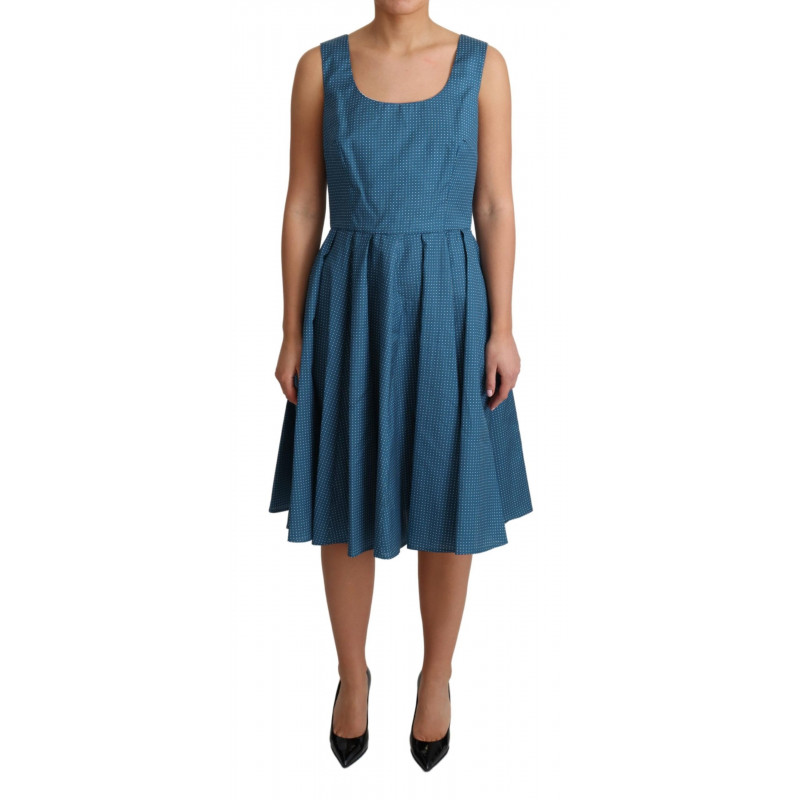 Abito a trapezio in cotone a pois blu - IT42-M