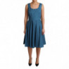 Abito a trapezio in cotone a pois blu - IT42-M