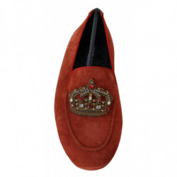 Scarpe mocassini con corona di cristalli in pelle arancione - EU40/US7