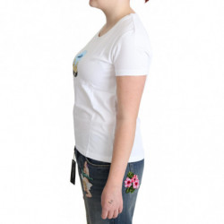 T-shirt a maniche corte in cotone stampato bianco - IT42-M