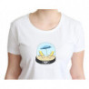 T-shirt a maniche corte in cotone stampato bianco - IT42-M