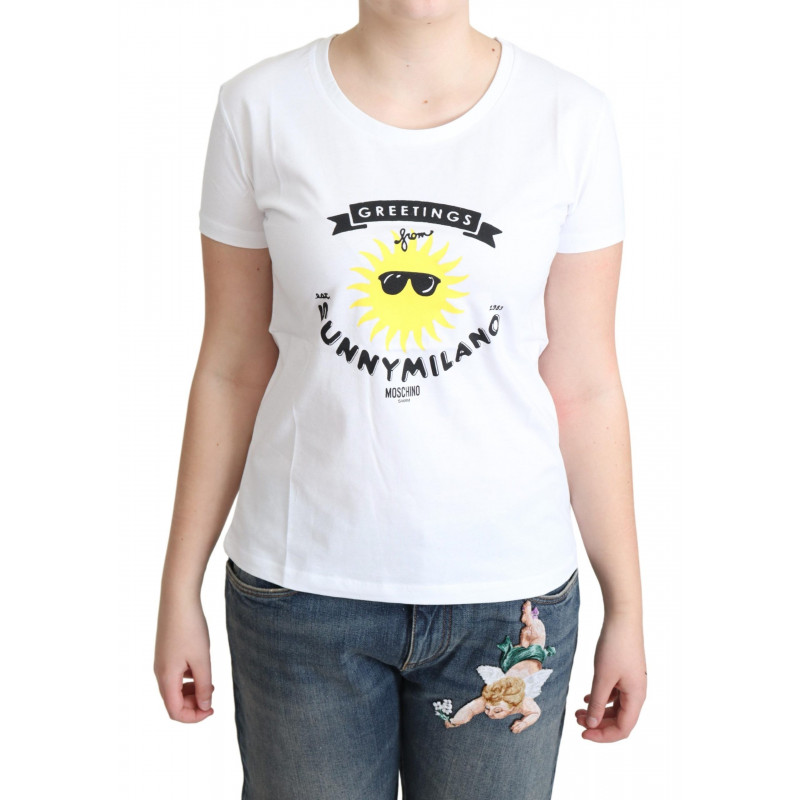 T-shirt con stampa Sunny Milano in cotone bianco - IT46-XL