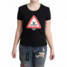 T-shirt stampa triangolare grafica da bagno cotone nero - IT46-XL