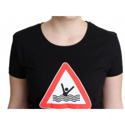 T-shirt stampa triangolare grafica da bagno cotone nero - IT46-XL