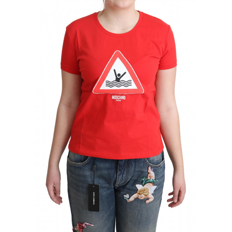 T-shirt stampa triangolare grafica da bagno cotone rosso - IT42 - L