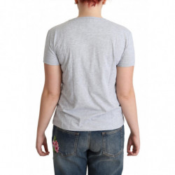 T-shirt con stampa di lettere dell'alfabeto in cotone grigio - IT42-M
