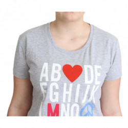 T-shirt con stampa di lettere dell'alfabeto in cotone grigio - IT42-M