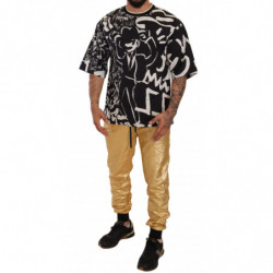 Pantaloni in cotone con maialino dorato dell'anno - IT48 - M