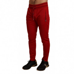 Pantaloni sportivi con placca con logo in poliestere rosso - IT46 - S