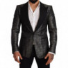 Blazer da smoking slim nero grigio metallizzato - IT48 - M