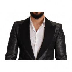Blazer da smoking slim nero grigio metallizzato - IT48 - M