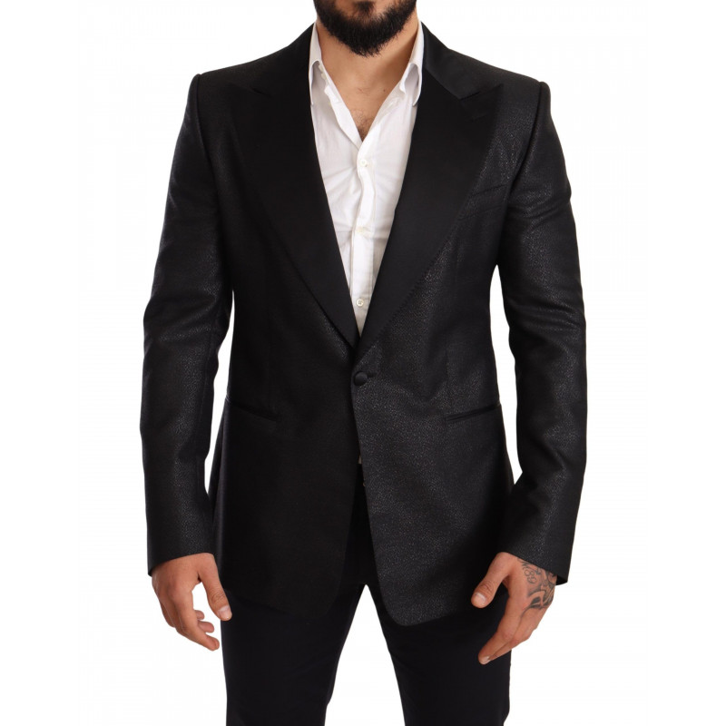Blazer da smoking con giacca slim nera metallizzata - IT50 - L