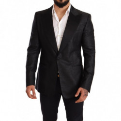 Blazer da smoking con giacca slim nera metallizzata - IT50 - L