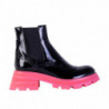 Stivaletti Chelsea in pelle nera con suola rosa fluo - EU40/US10