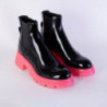 Stivaletti Chelsea in pelle nera con suola rosa fluo - EU37/US7